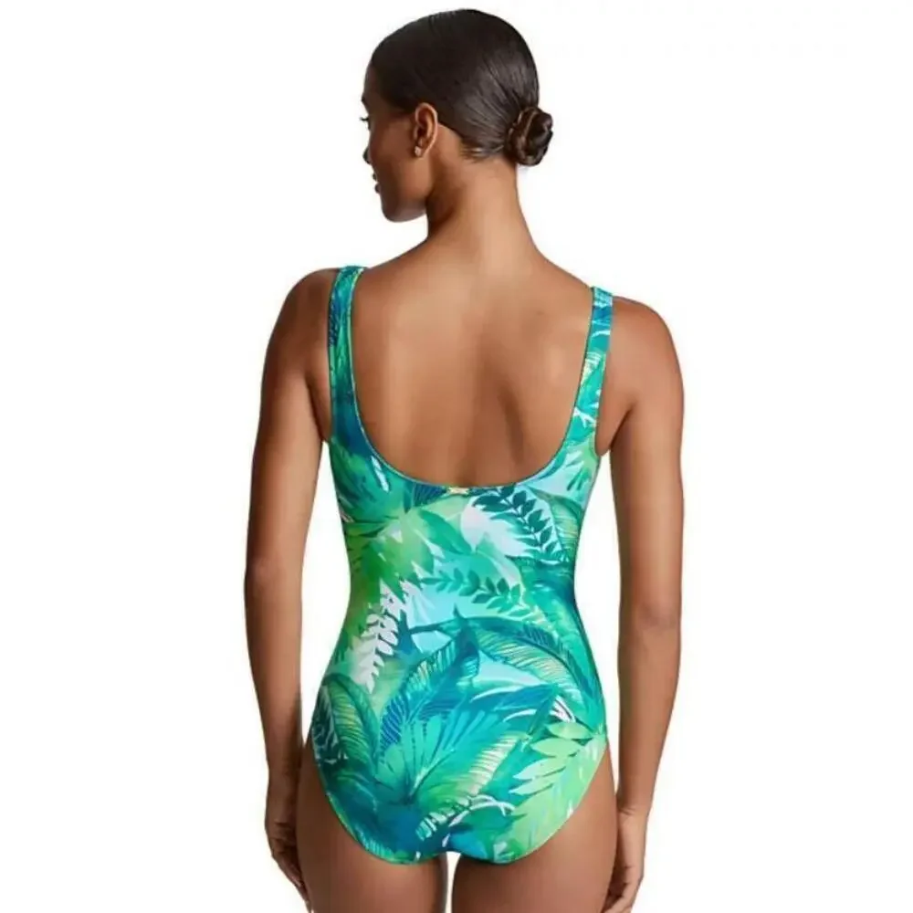 Ralph Lauren Women's Multicolor Printed Square-Ring One-Piece Swimsuit 14